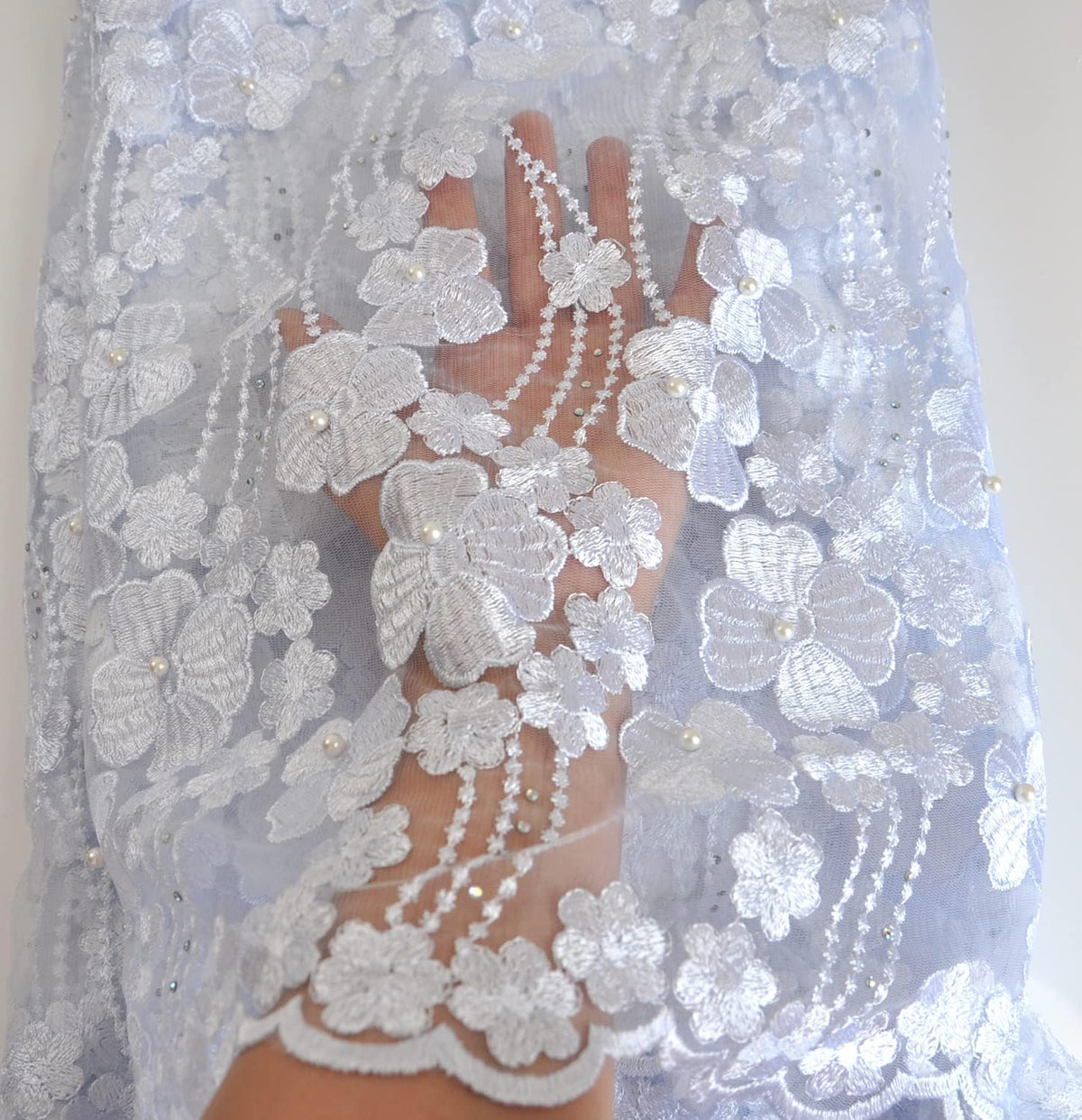 african lace fabric 5 yards beading rhinestones for, close-up detail