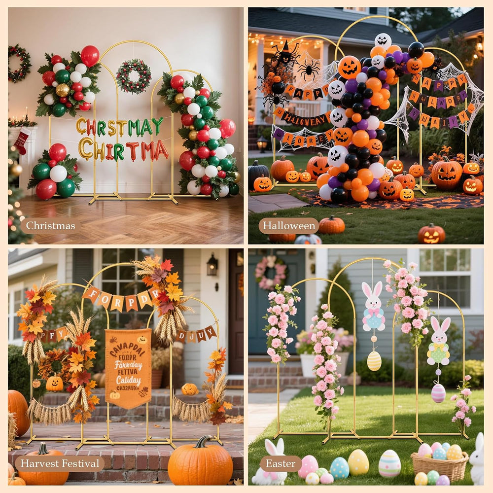 3 Pack Metal Arch Backdrop Stand(7.2 ft, 6.6 ft, 6 ft) Balloon Arbor Frame