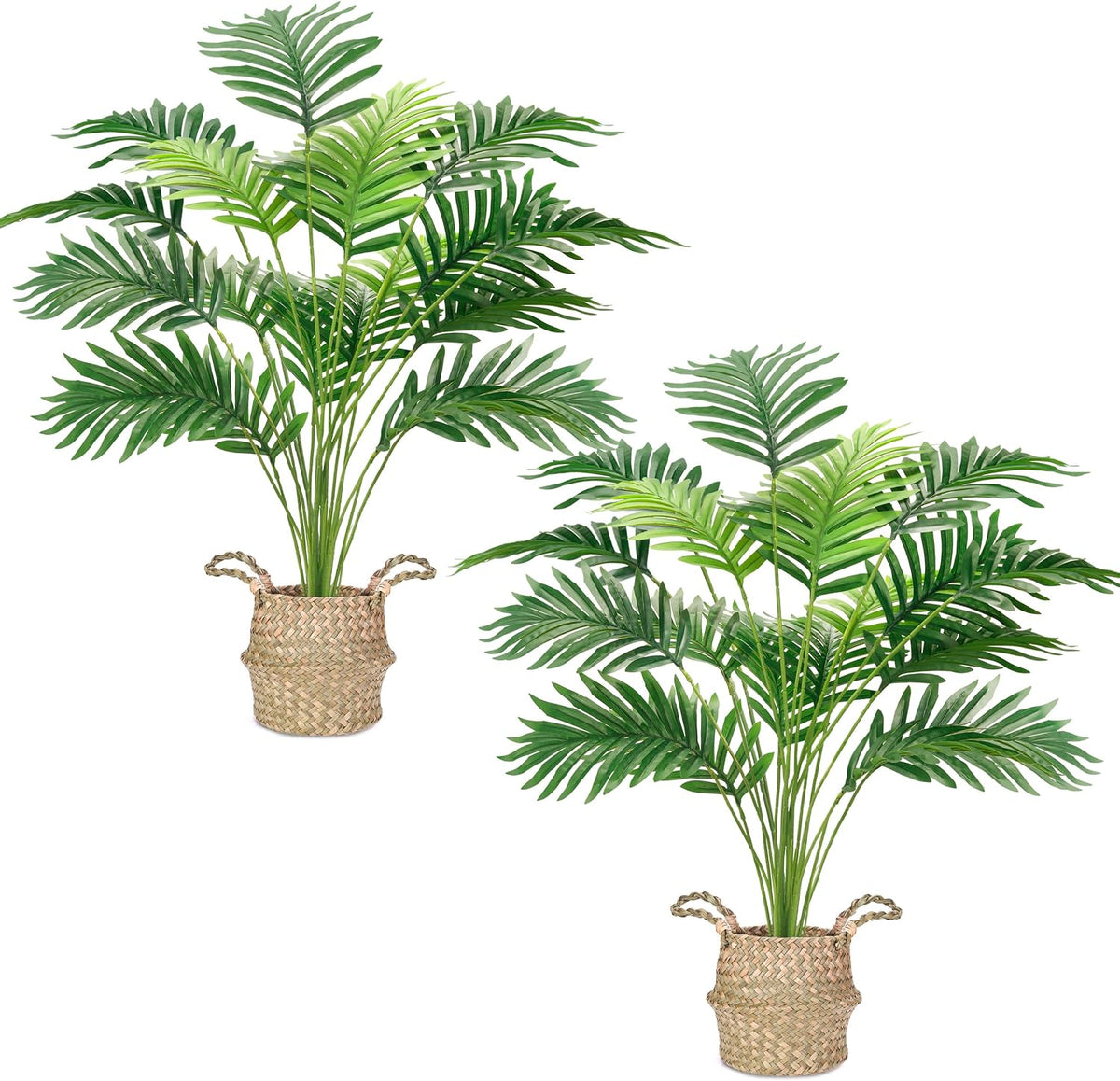 Der Rose 2Pcs 28" Fake Palm Trees, Artificial Floor Plants in Woven Baskets