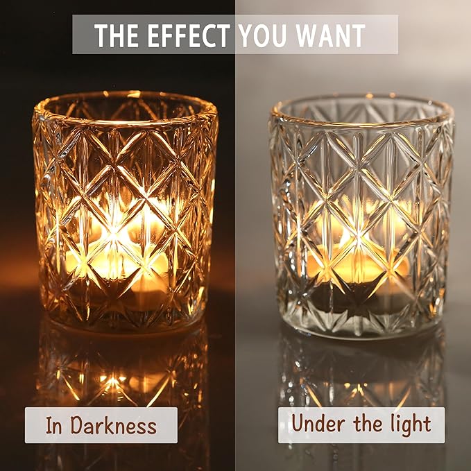 24pcs Clear Votive Candle Holders 2x2.5inch - Glass Candle Holder in Bulk for Table Wedding Centerpieces, Tea Lights Candle Holder for Wedding Party Holiday Decor (Clear,24)