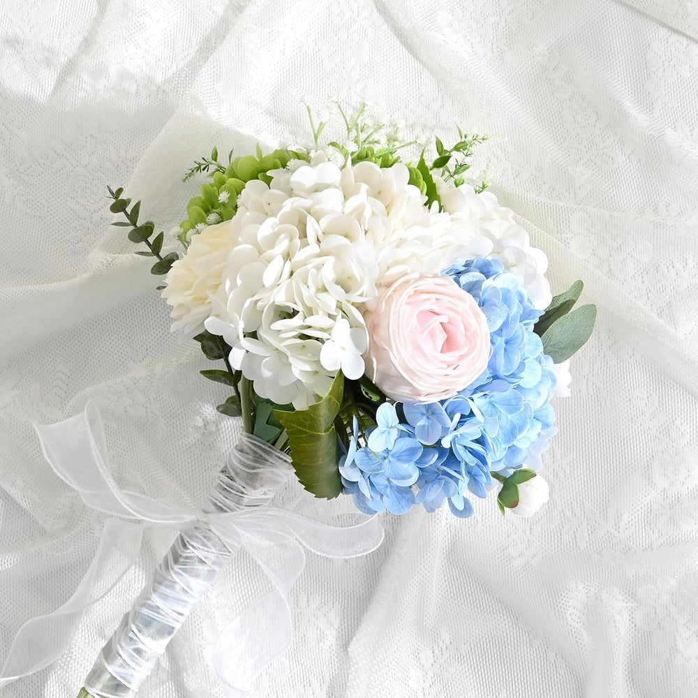 Artflower 4Pcs Real Touch Hydrangea Artificial Flowers, 22.5'' White ...
