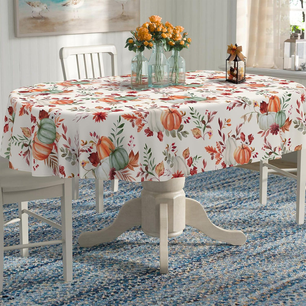 Fall Thanksgiving Tablecloth Waterproof Pumpkin Table Cloths for Autumn Harve...