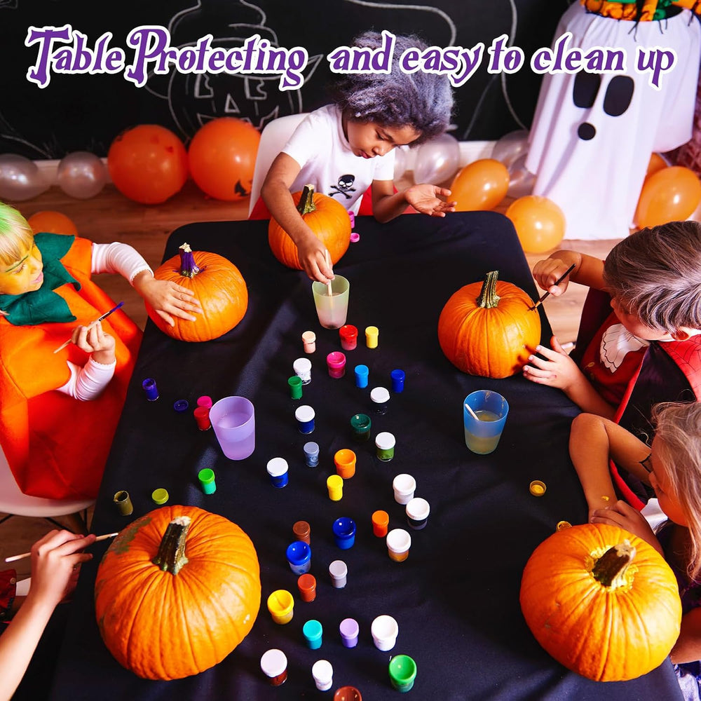 Patelai 24 Pcs Halloween Plastic Tablecloth, Black Orange Purple