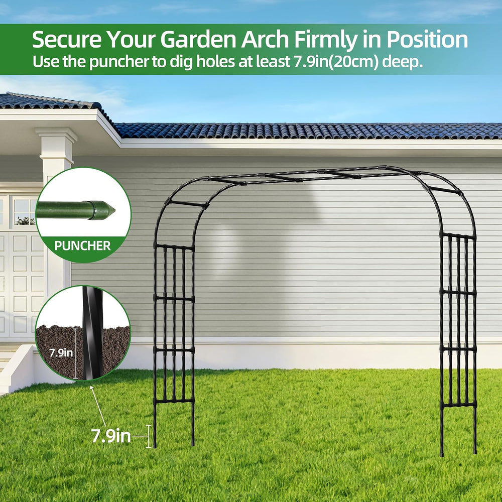 Extra Wide Garden Arch,114 x102.4in Sturdy Metal Arbor for Climbing Plants