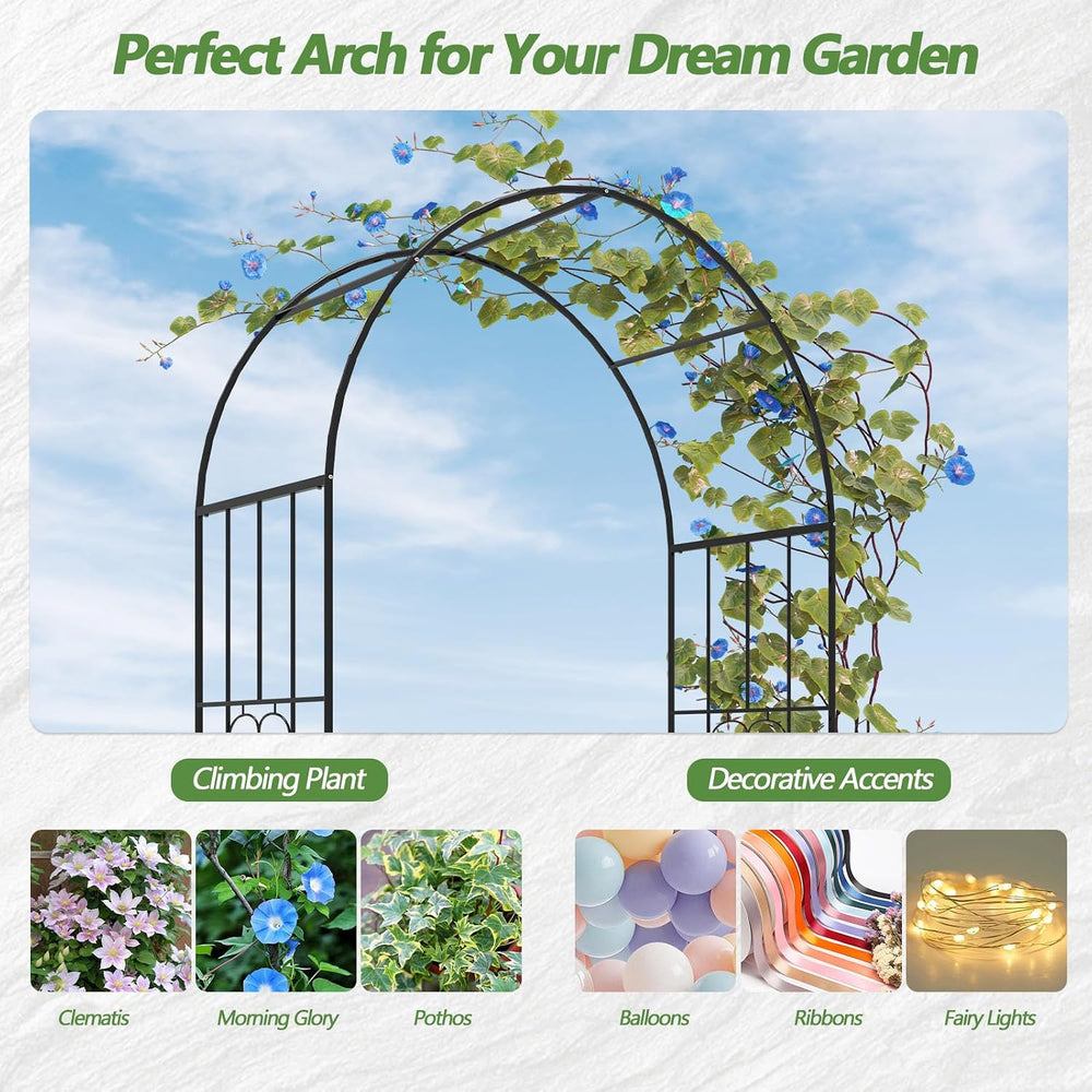 Metal Garden Arch – 47"(L) x 87"(H) Rust-Proof Arbor Trellis