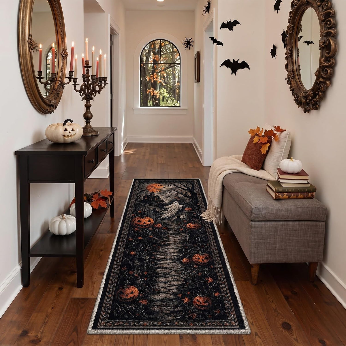 Bavni 2X6 Inch Halloween Scene Runner Rug for Kitchen