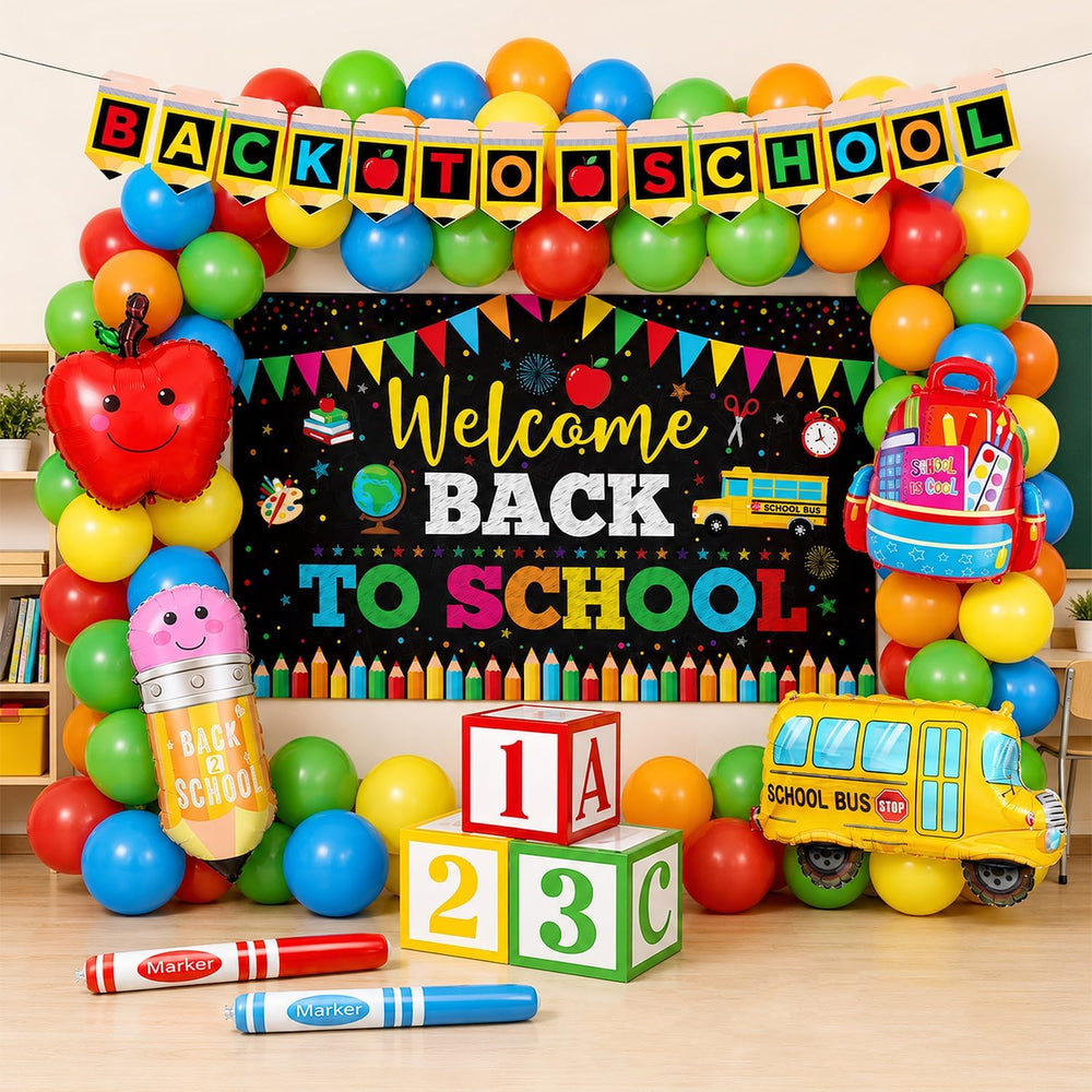 Back to School Balloon Arch Kit, 165Pcs First Day Decor with Balloon Boxes