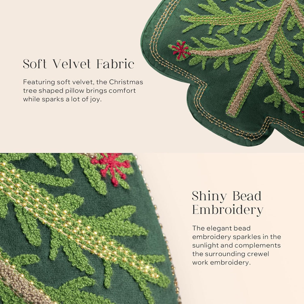 phantoscope merry christmas tree decorative throw pillow, velvet shown in use