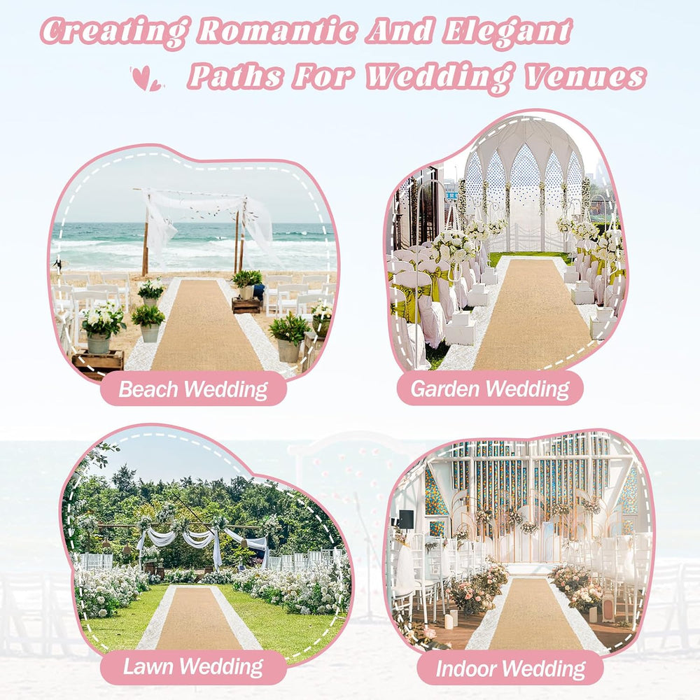 Burlap Aisle Runner for Wedding Ceremony, 3ft x 30ft