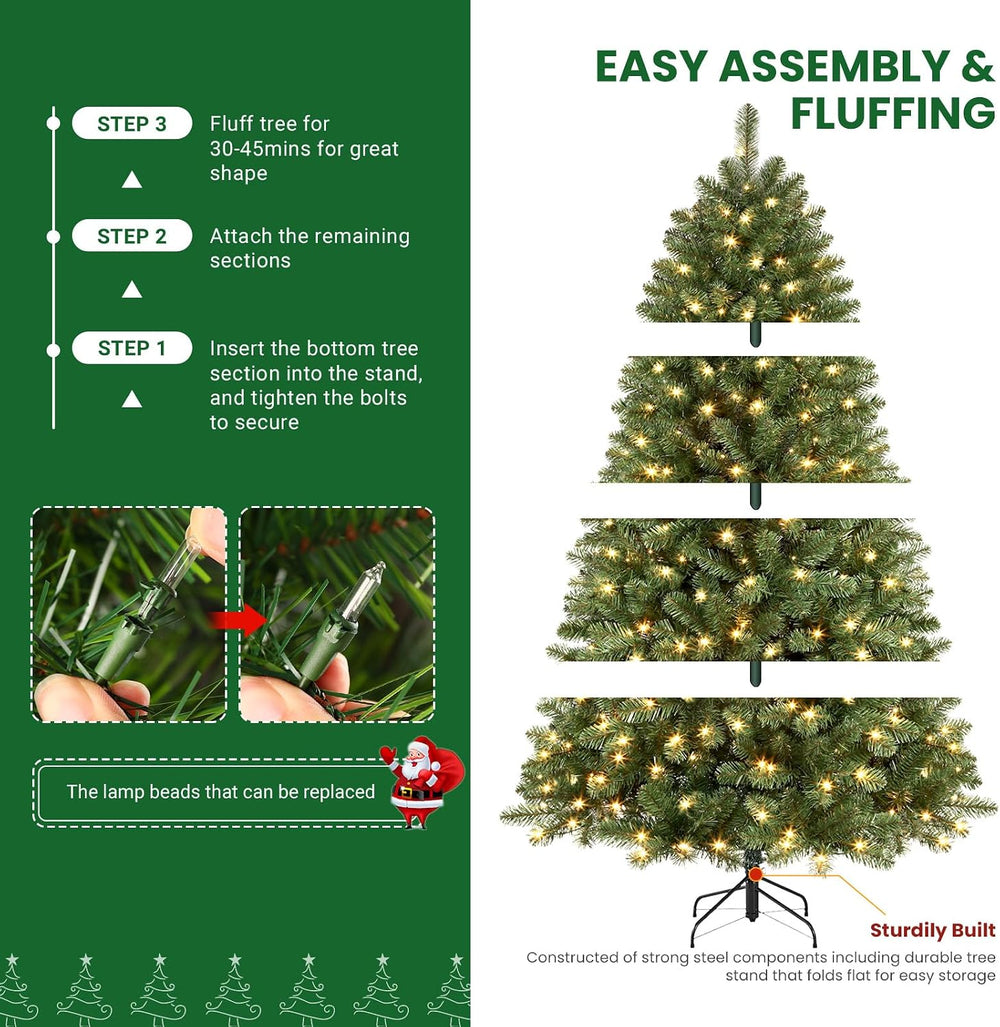 SHareconn 10ft Prelit Artificial Classic Spruce Christmas Tree