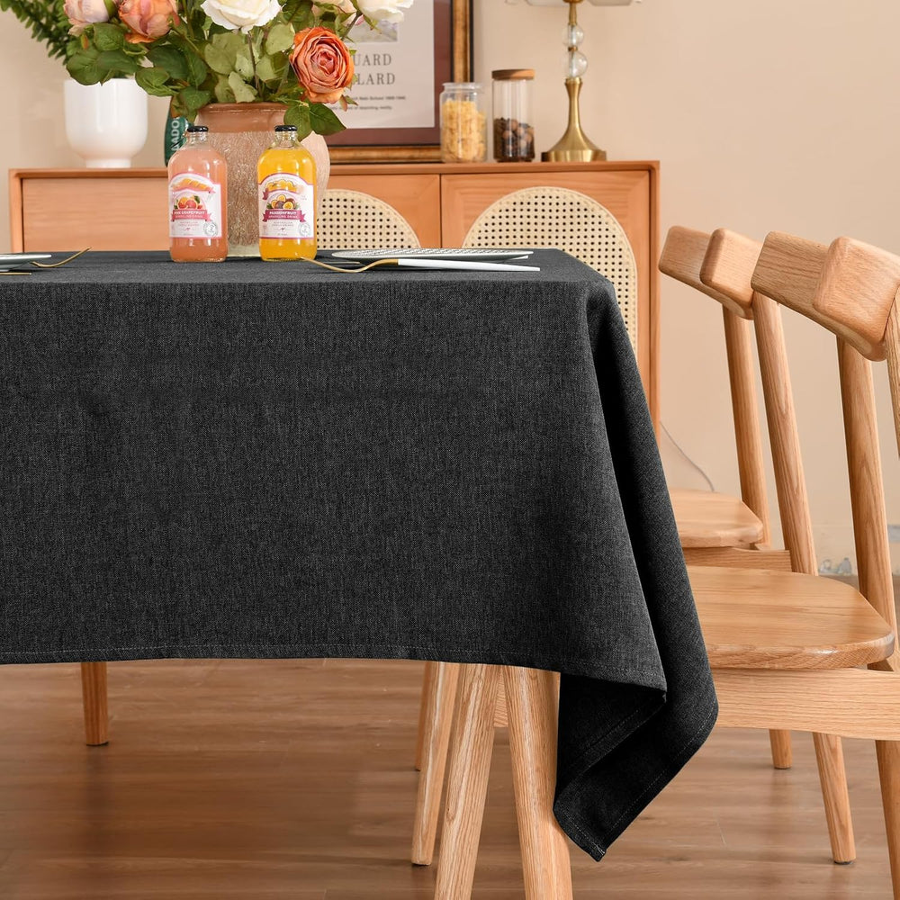 Rectangle Table cloth Fabric,Waterproof, Linen-textured, Black, 57x118 inch