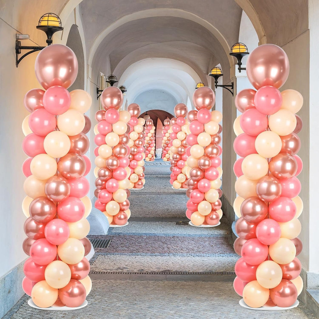 2 Sets Adjustable Balloon Column Stand Kit with Bases（ Rose Gold）