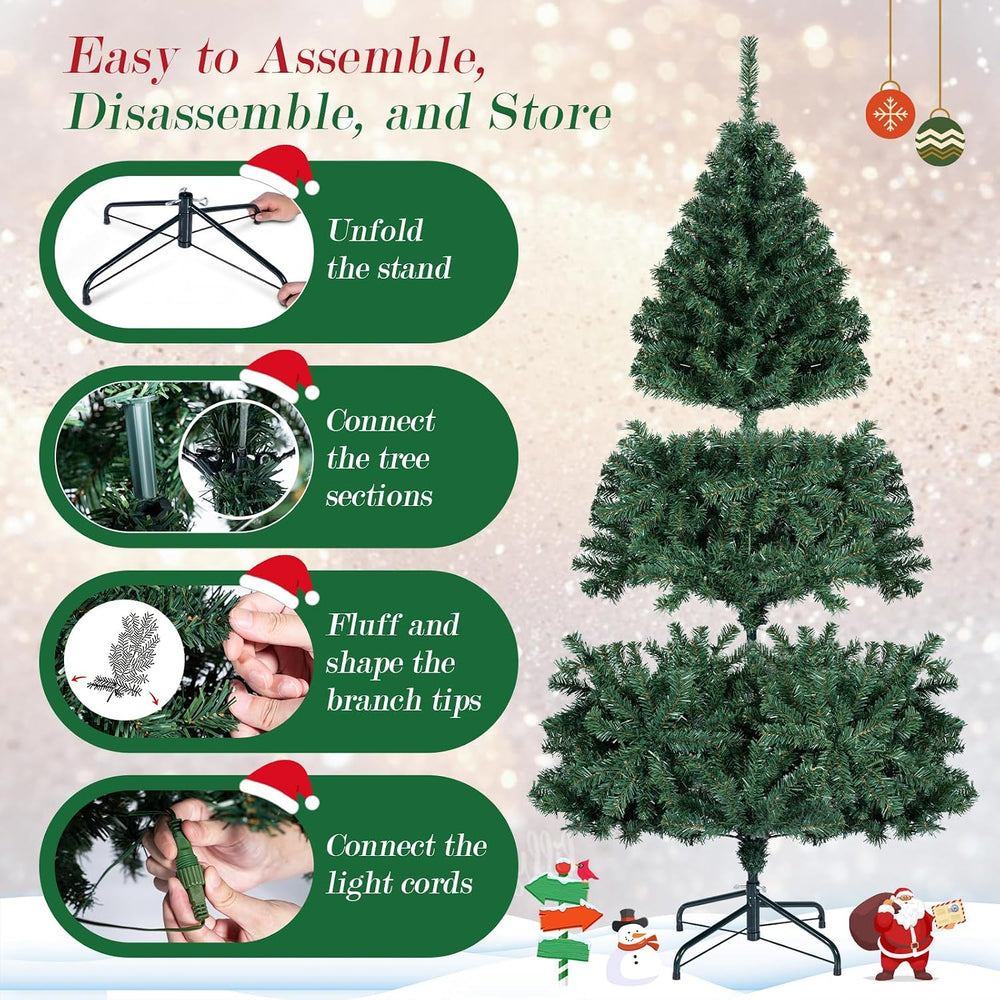 COSTWAY 5 FT Pre-lit Christmas Tree, Artificial Holiday Xmas Tree