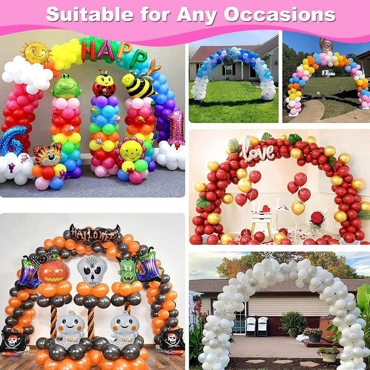 Balloon Arch Kit and Balloon Pump Electric, 10ft Wide Adjustable Balloon Arch Stand With 100Balloons 2Balloon Stands For Wedding Anniversary Birthday Mother's Day Party Decoration Graduation Ceremony