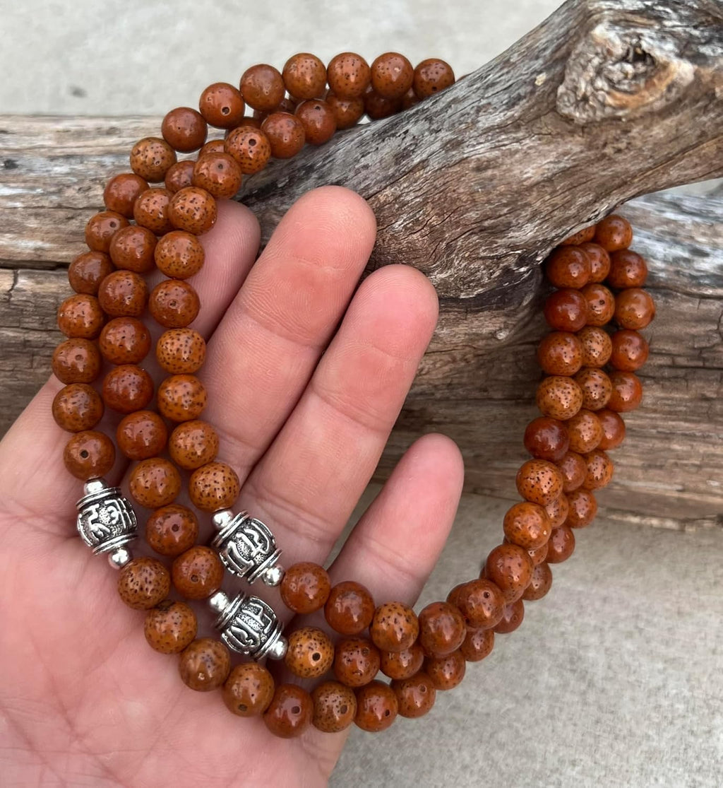 DharmaObjects Tibetan MEDITATION 108 Beads Lotus Seed MALA For Compassion