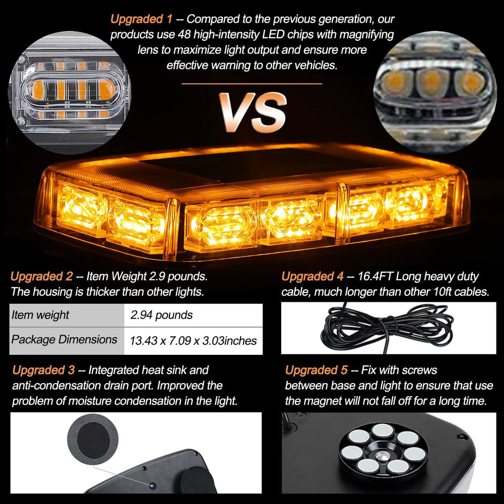 ASPL 48LED Roof Top Strobe Lights with Magnetic Base