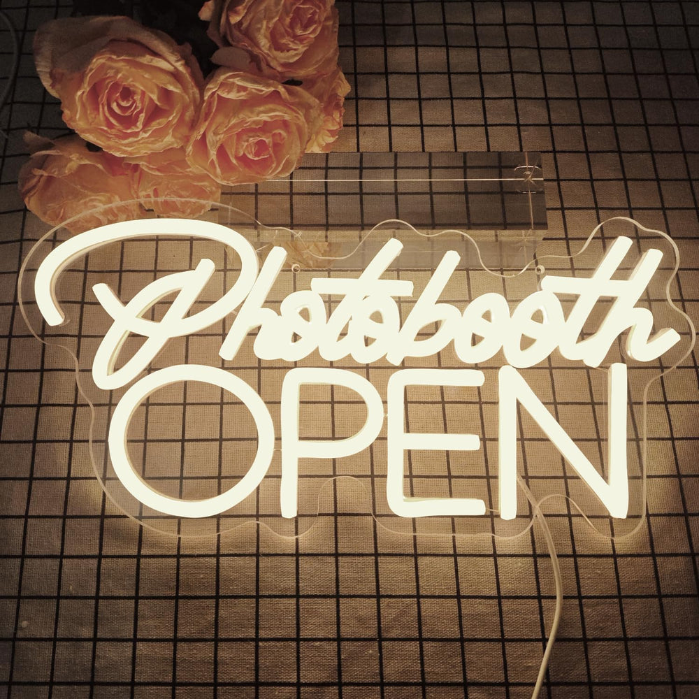 PhotoBooth Neon Sign for Wall Decor Dimmable Photobooth Neon light with USB O...