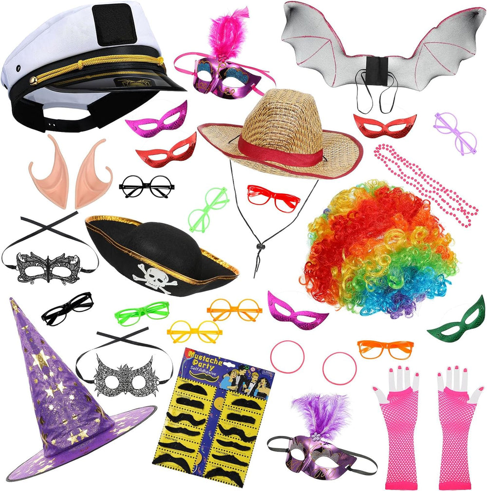 Landhoow 33 Pcs Funny Photo Booth Party Assorted Photo Booth Kit Props Costum...