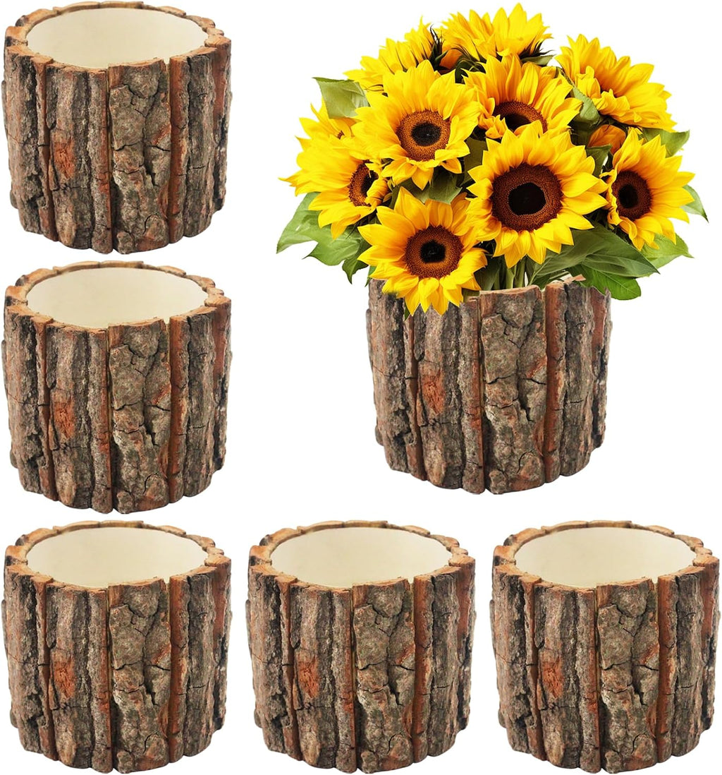 6 Pcs Wooden Vases for Centerpieces, Wood Flower Vase