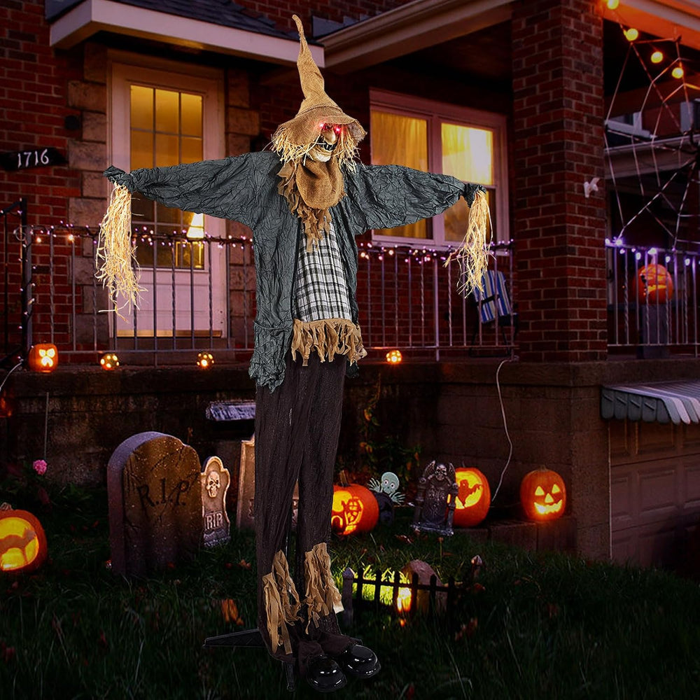 Moccha Standing Scarecrow Halloween Decorations - 7 FT Sound-Activated Ghost ...