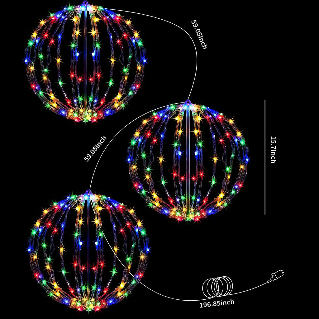 christmas light balls, 16 inch foldable sphere decor, package contents