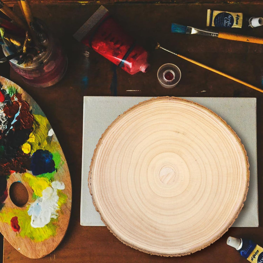 round wood slices, 10-12 inch, rustic on a desk or shelf