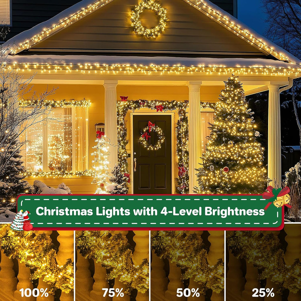 christmas lights plug-in 40ft 1200leds cluster string lights showing dimensions