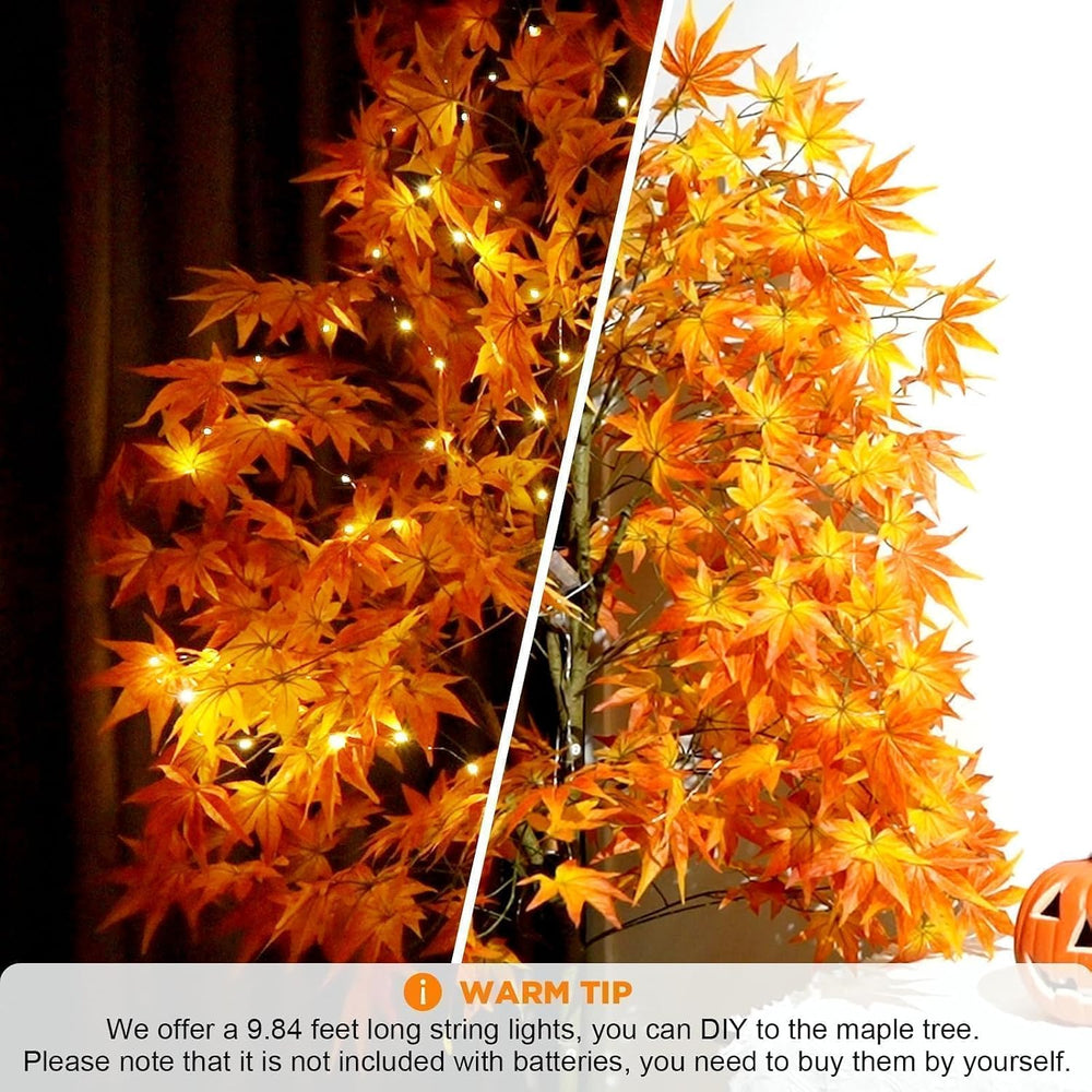 6.5FT Fall Trees Autumn Tree Lighted Maple Tree Artificial Outdoor 2PCS