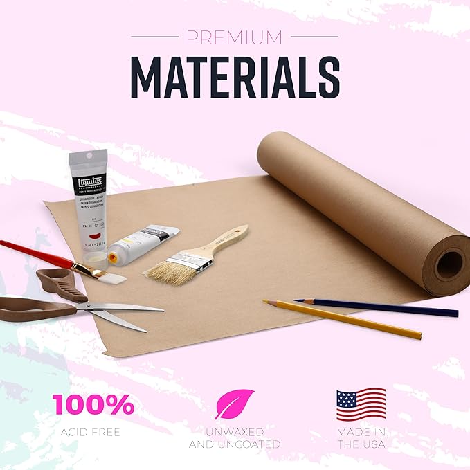 Large Brown Kraft Paper Roll - 36" x 2400" (200’) - Made in USA - Ideal for Gift Wrapping, Packing, Moving, Postal, Shipping, Parcel, Wall Art, Crafts, Bulletin Boards, Floor Cover or Table Runner