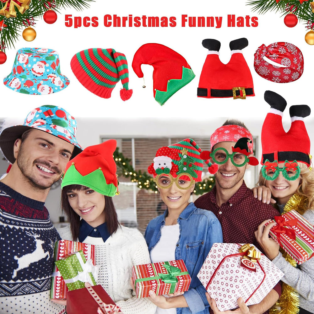 NICOWARM Large Opulent Christmas Photo Booth Props, Xmas Party Supplies, Phot...