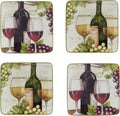 Certified International Meadow Brook 6" Canape/Luncheon/Appetiser Plates, Assorted Designs, Multicolor, Large, Set of 4