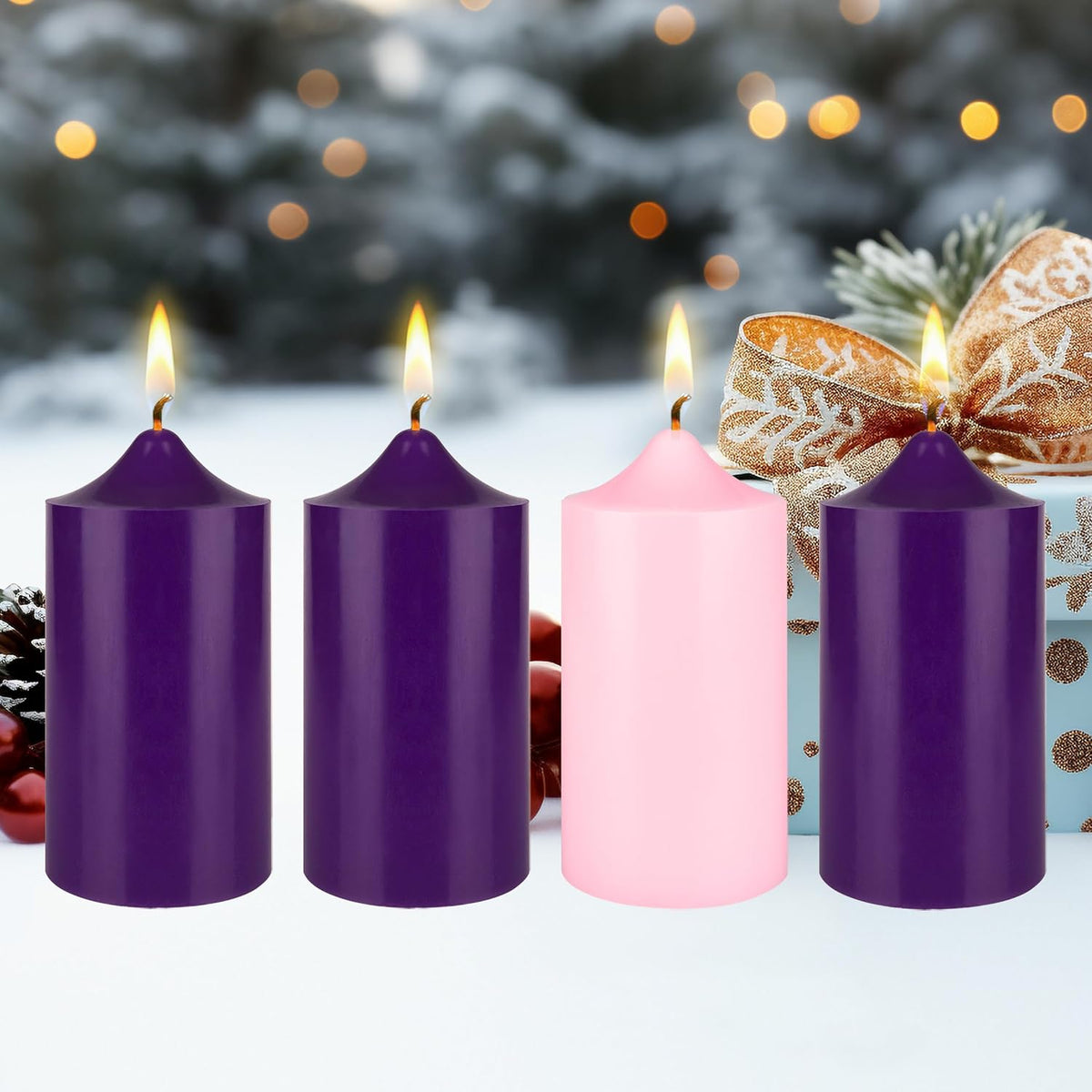 mega candles unscented advent bell top pillar candle showing dimensions