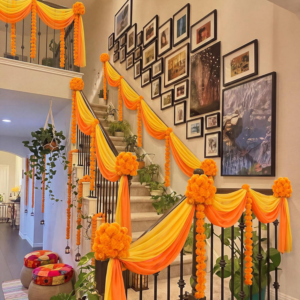 Tegeme Diwali Mehndi Decoration Artificial Marigold Garland Decor Set, Bold