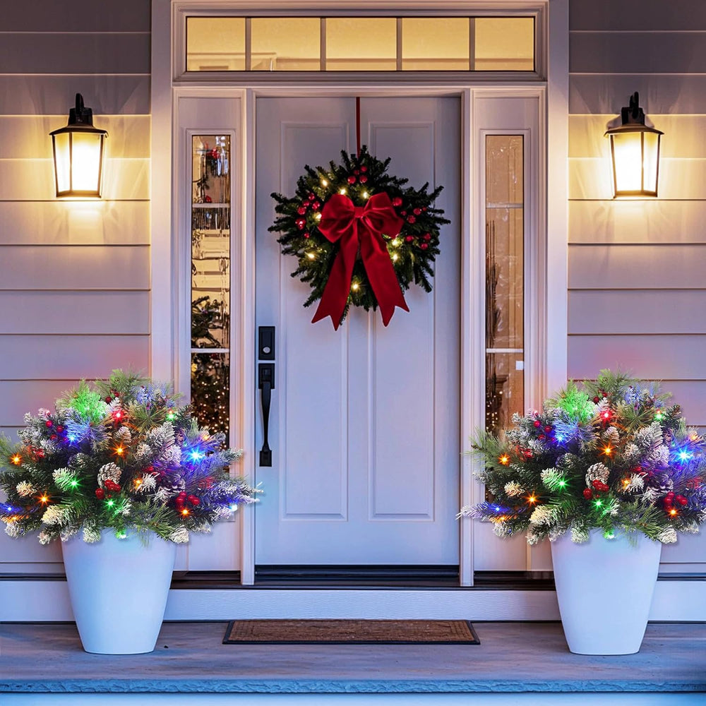 2Pack Artificial Outdoor Christmas Tree Urn Filler Yard Porch Decorations