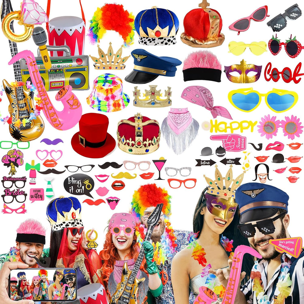 Bulk Opulent Photo Booth Props Set for Adult, Novelty Funny Hats and Glasses,...