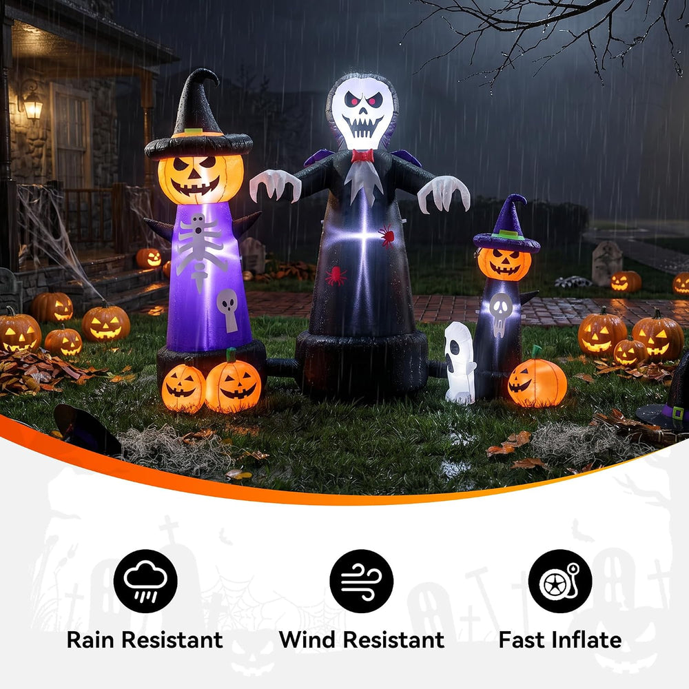 9FT Halloween Inflatables 7-in-1 Outdoor Yard Decoration with LED Lights