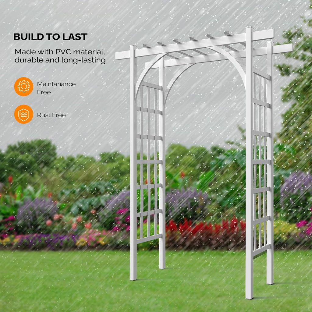 vingli garden arbor, pvc wedding arch for ceremony, side view