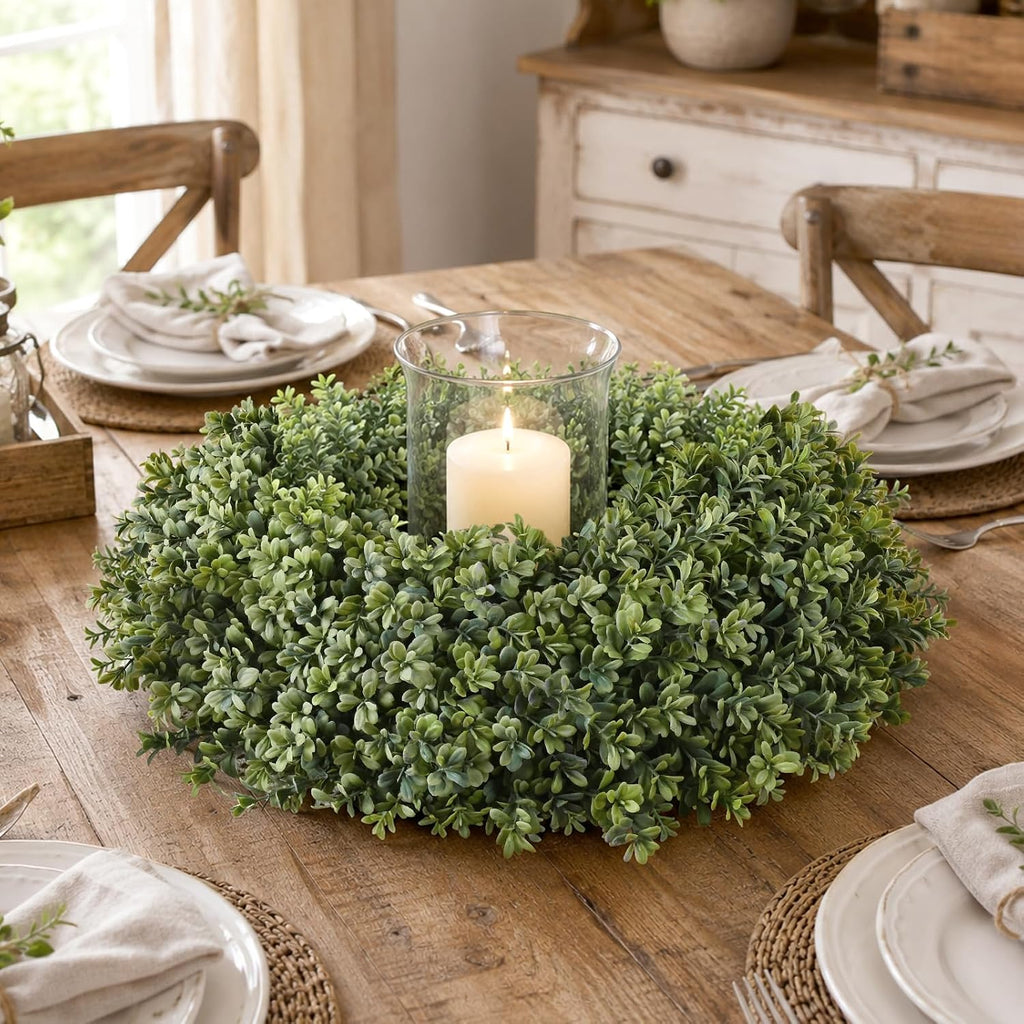Waipfaru 26'' Fall Boxwood Wreath for Front Door Decor, Green