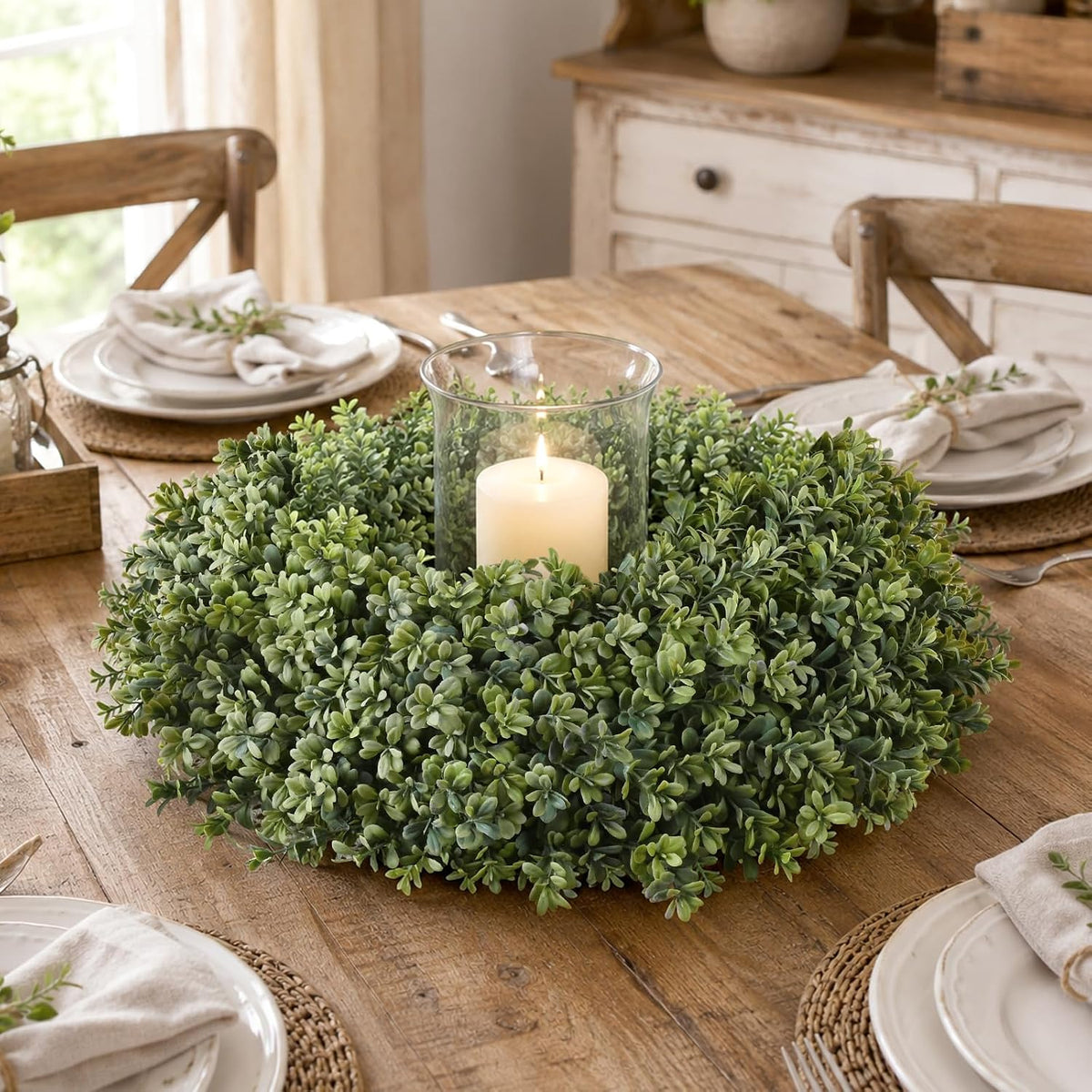 Waipfaru 26'' Fall Boxwood Wreath for Front Door Decor, Green