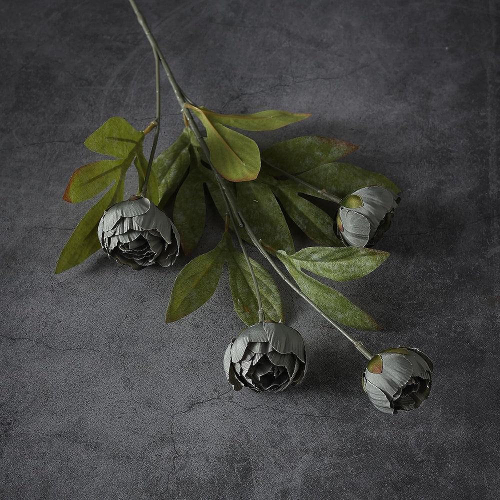 6 Pcs 27" Faux Silk Peony Artificial Flowers Stems for Vase (Dark Gray)