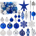 130 Pcs Blue, Silver & White Christmas Ball Ornaments, Shatterproof