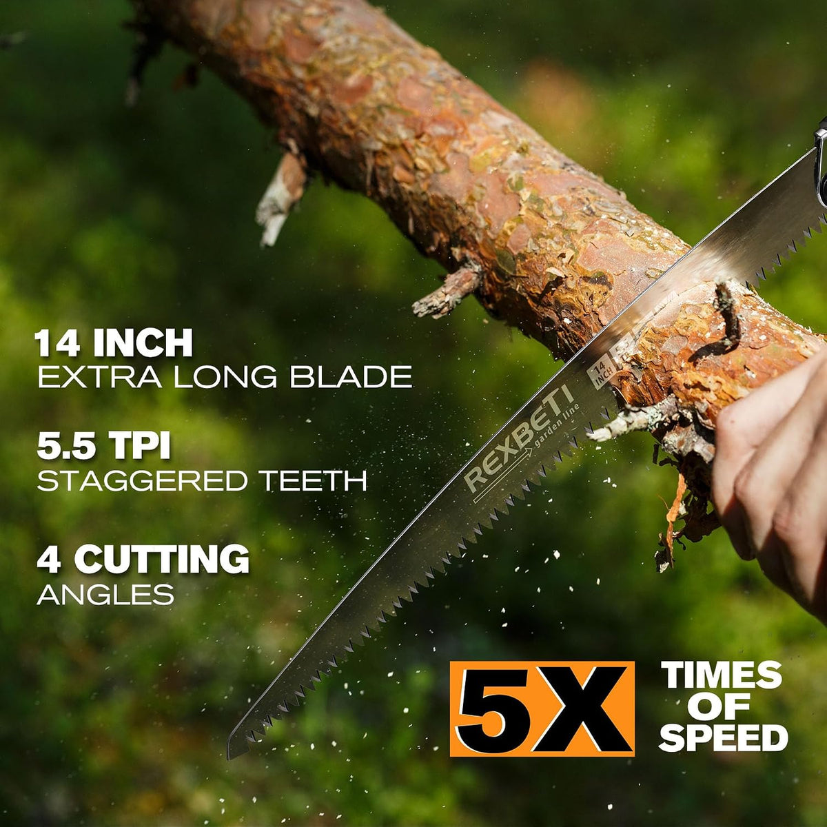 REXBETI 14-Inch Folding Pruning Saw, Extra Long Hand Saw for Tree Trimming