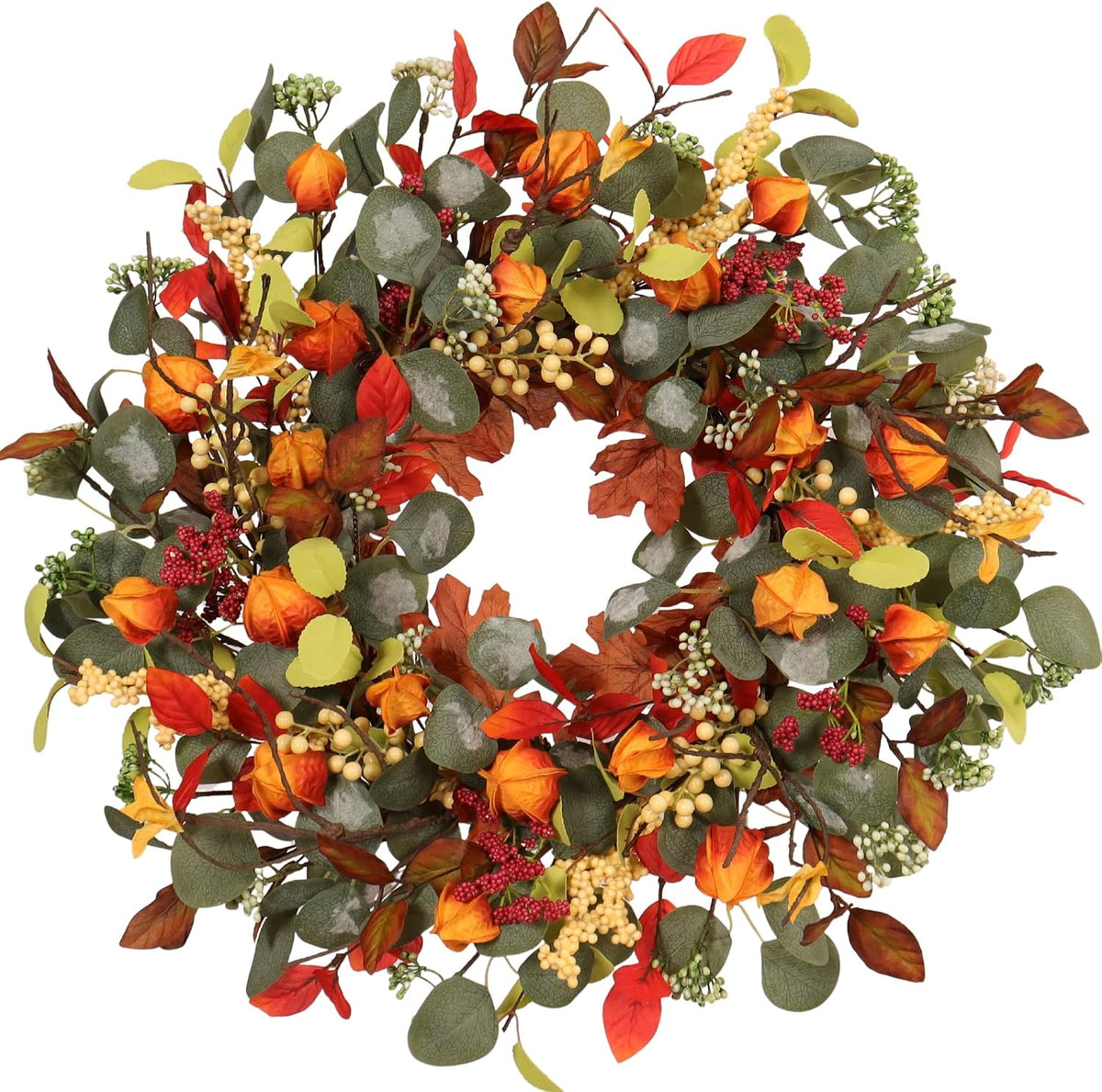 Fall Eucalyptus Lantern pods Wreath 22 Inch Front Door Decor