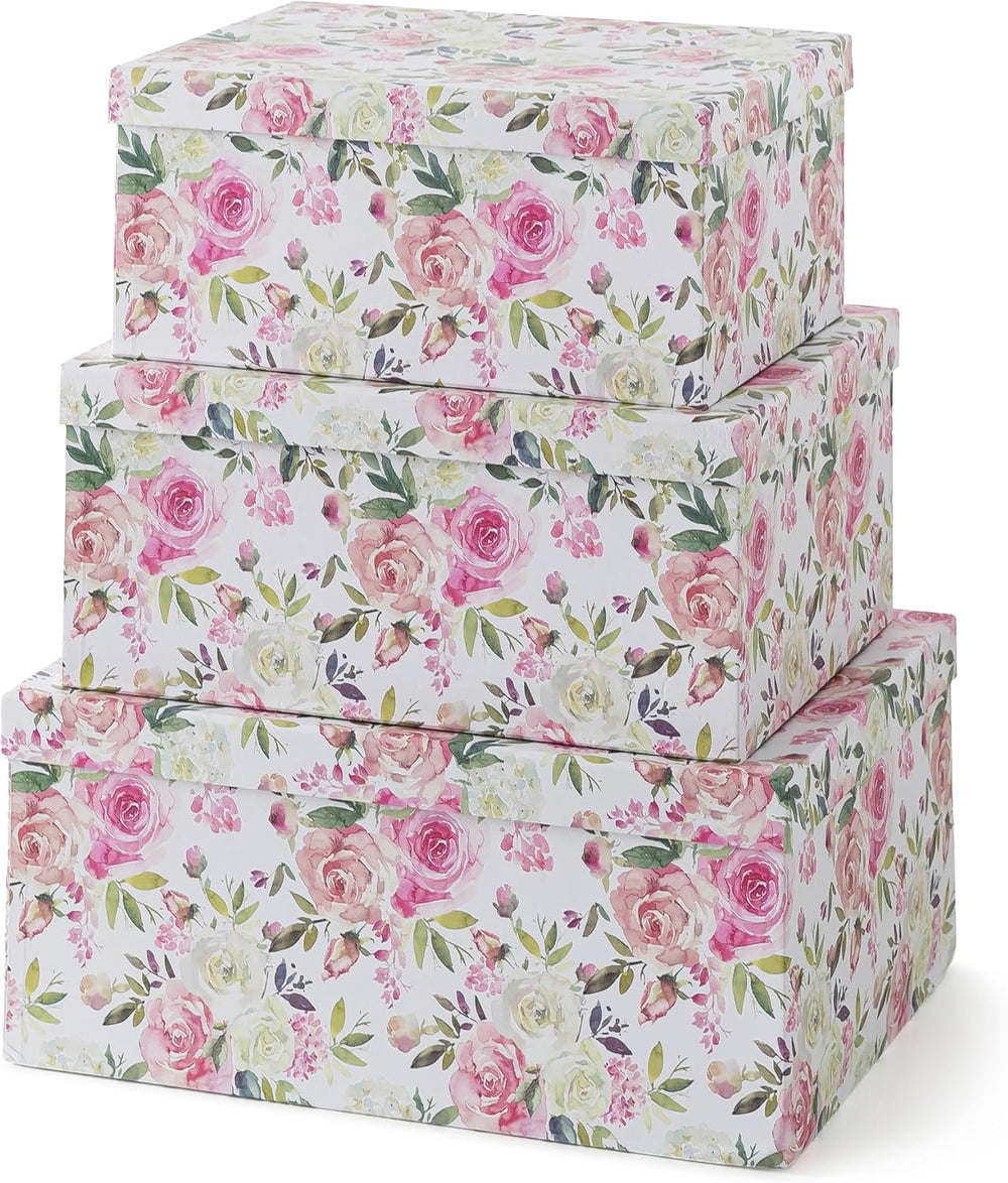Soul & Lane - Summer Rose Decorative Storage Boxes with Lids, Set of 3