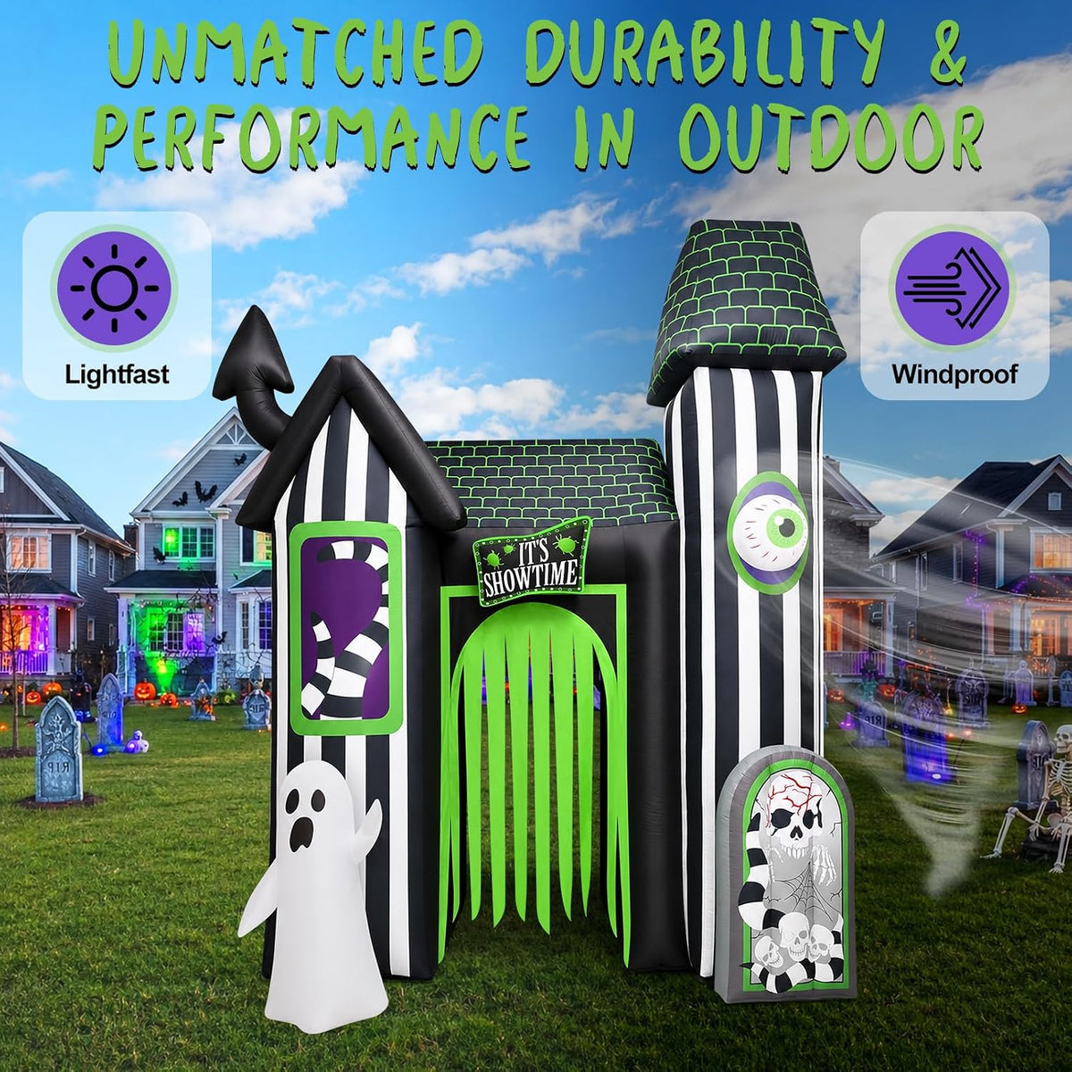 Kalolary 12FT Halloween Inflatable Arch Giant Haunted House Inflatable Tunnel