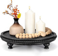 EOSAHR Wood Round Display Riser with Beaded for Modern Home Decor, Black