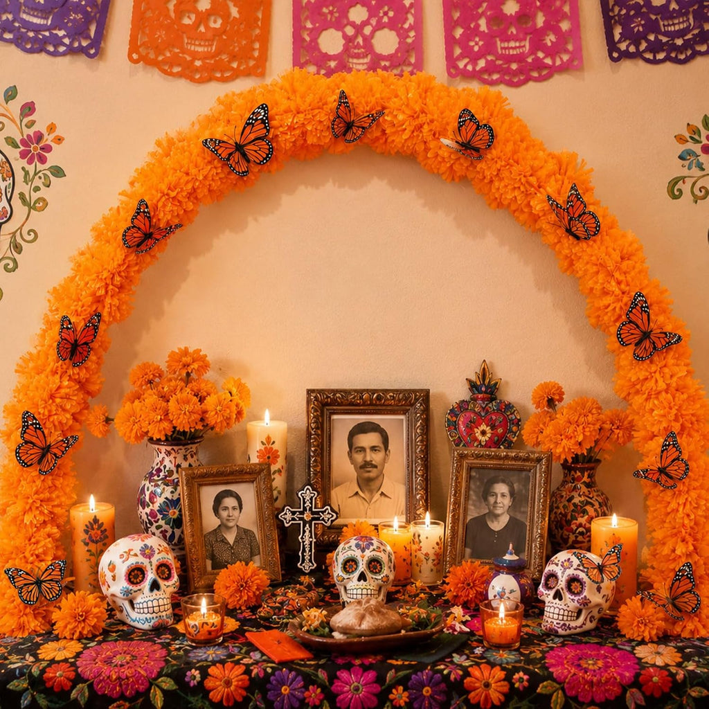 Marigold Table Arch Kit for Day of the Dead Decor with Adjustable PVC Arch