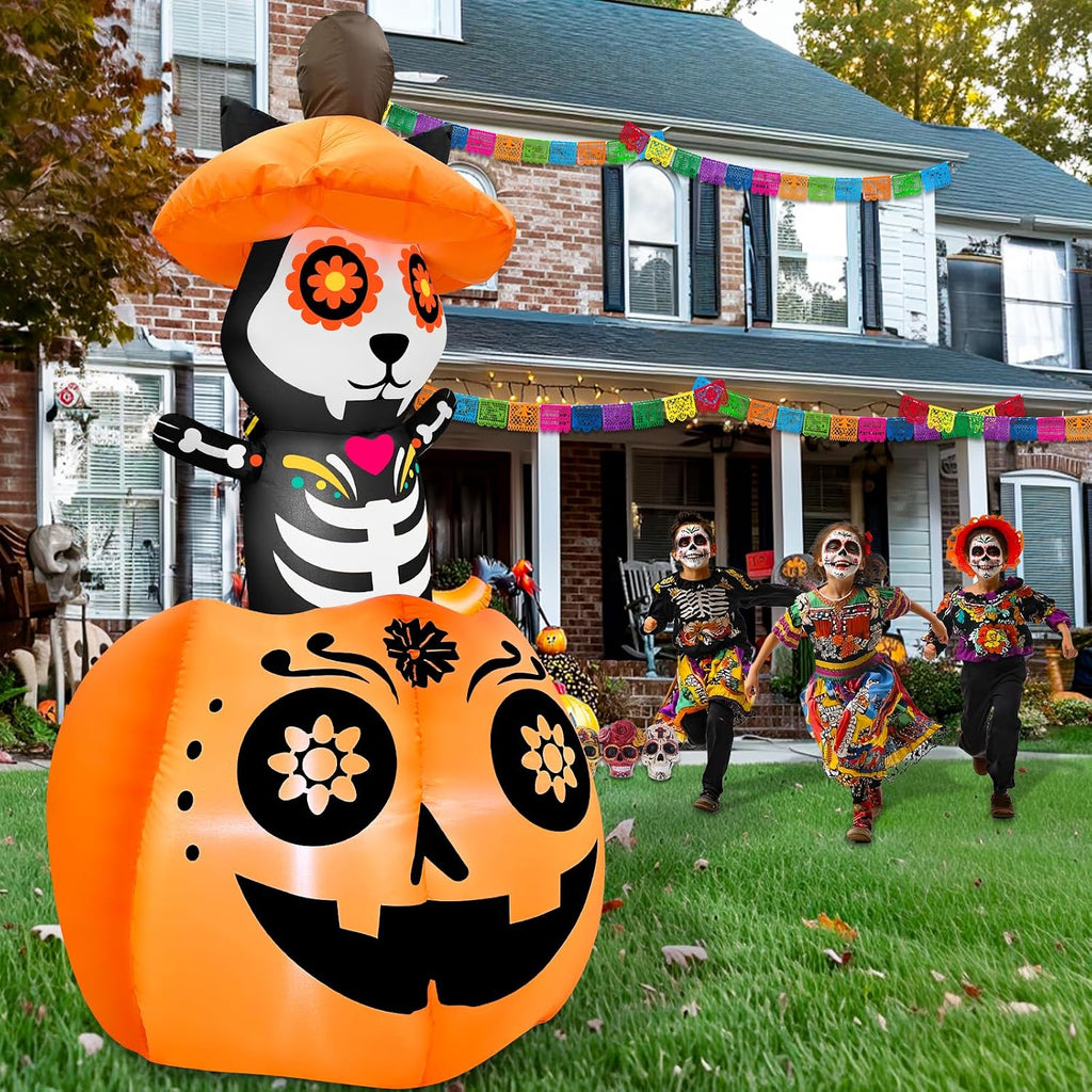 5 ft day of the dead inflatable animated showing dimensions