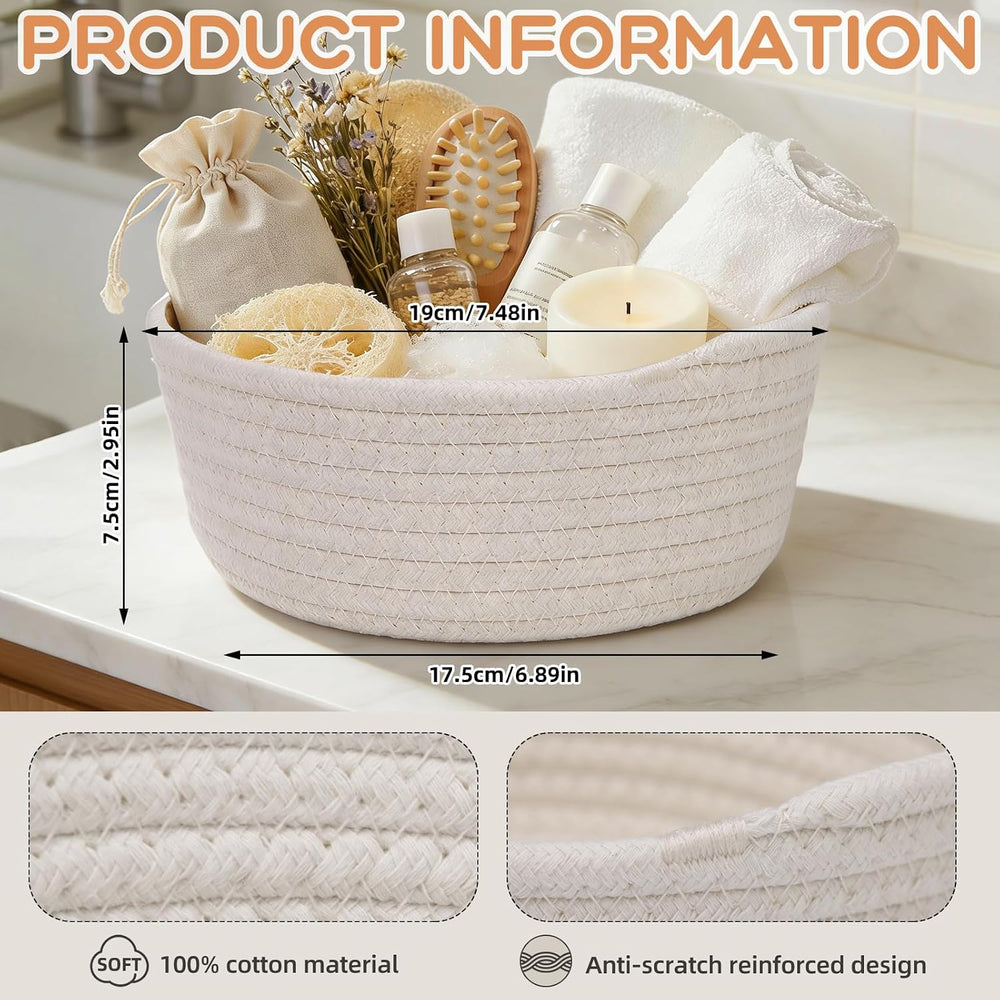 8 Pack Small Woven Storage Baskets with Gift Bag and Ribbon for Organizing Wo...
