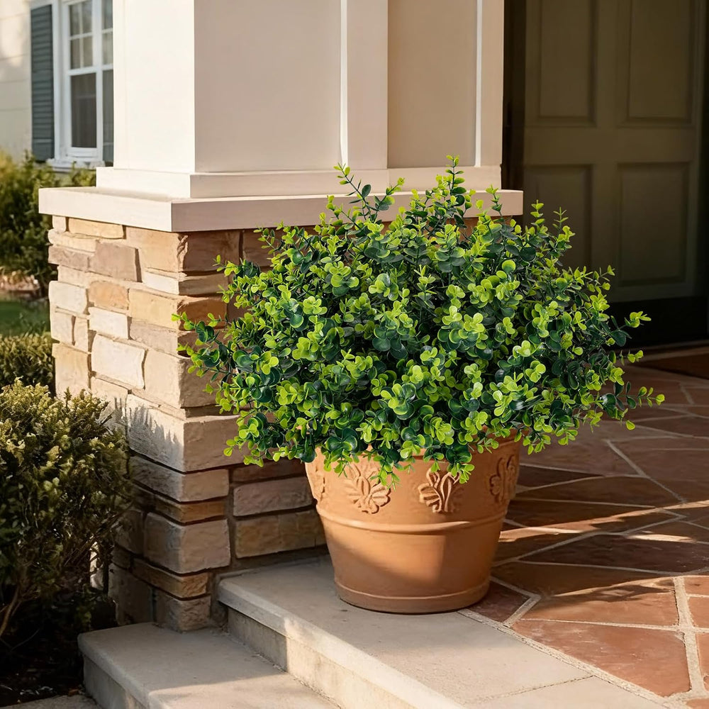 Artificial Fake Greenery Plants Boxwood Shrubs Grass for Outdoor,12 Bundles